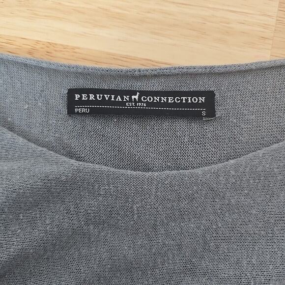 Peruvian Connection‎ Tunic Top Womens Size Small Grey Pima Cotton Linen Knit - Picture 3 of 10